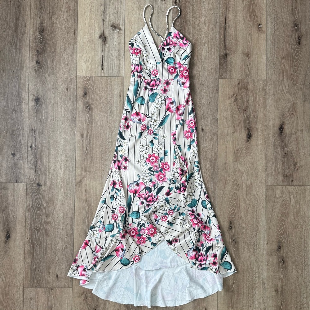 NWT GLAMAKER Floral High Low Maxi Dress Size Small